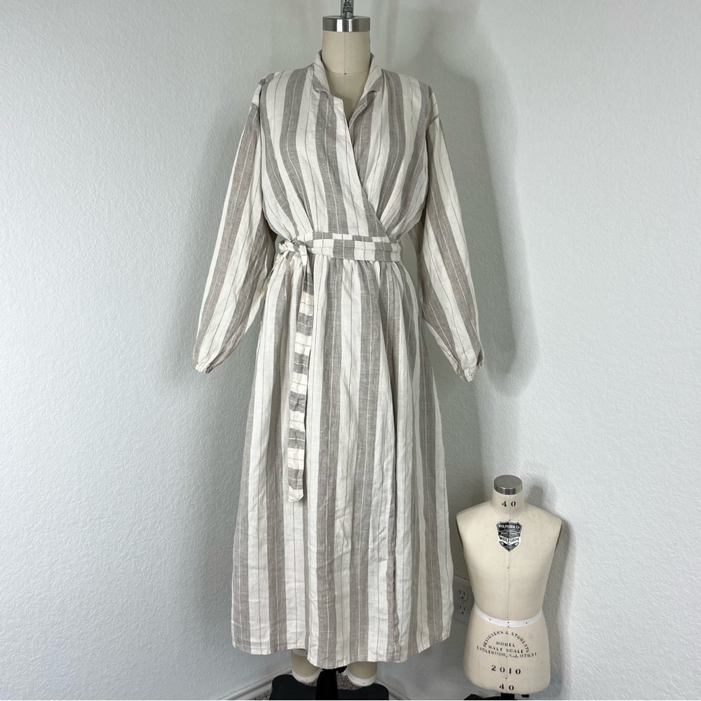 Fin & Vince Maternity Striped Wrap Dress Midi